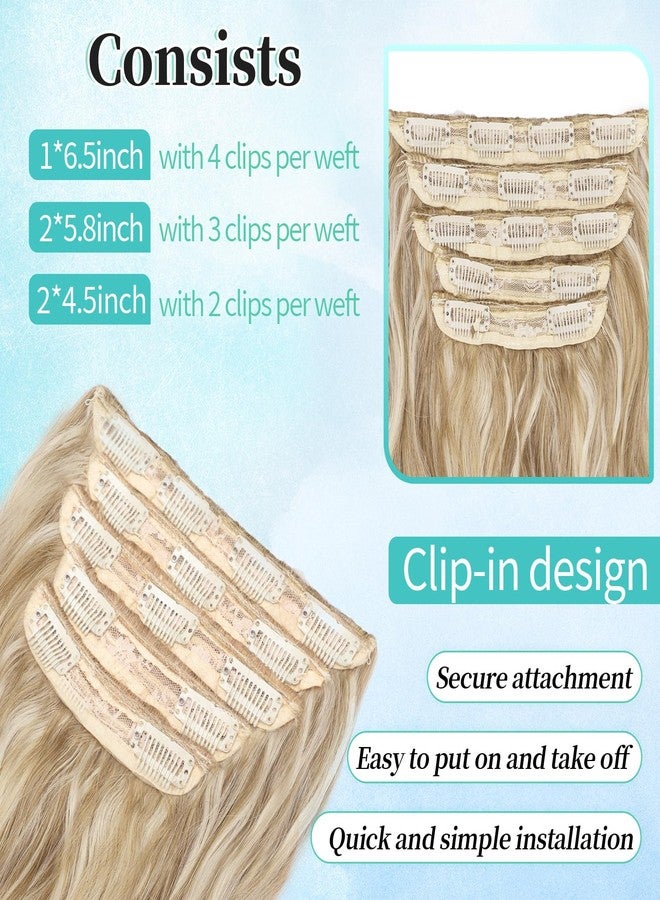 Kookastyle 20 Inch Wavy Synthetic Hair Extensions, 5 Pieces Full Wrap Edges Clip in Hair Extensions for Women, Beach Blonde Fashionable & Easy to Use - Image 4